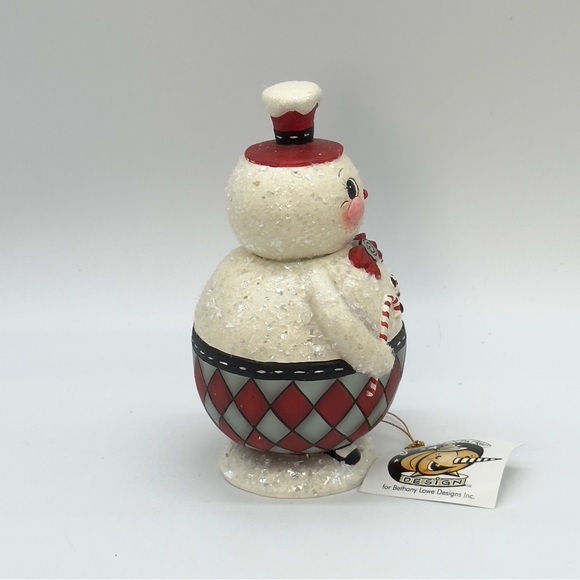 New Bethany Lowe Johanna Parker Double Candy Cane Conrad Snowman Jar Christmas - Picture 6 of 8